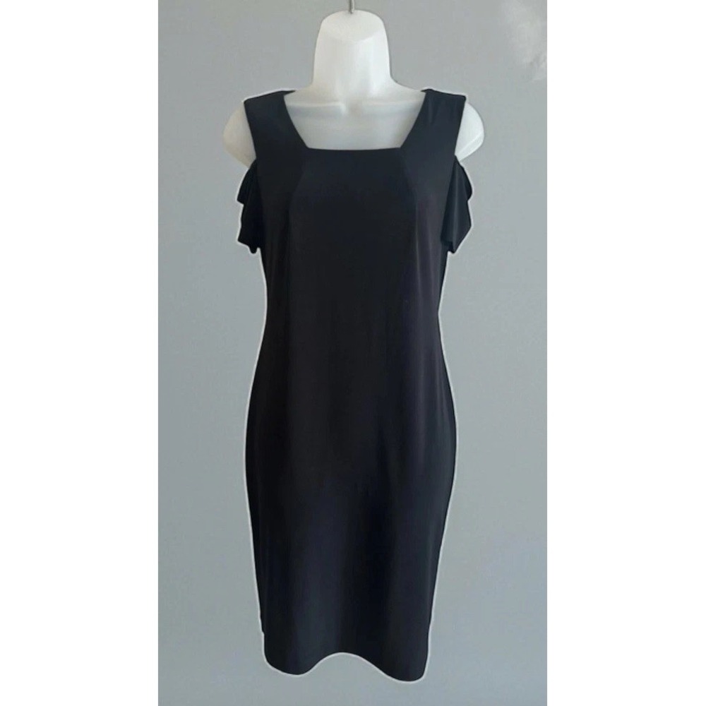 Calvin‎ Klein Size 4 Short Sleeve  Little Black Dress Pencil Coctail Stretch S - Picture 10 of 11